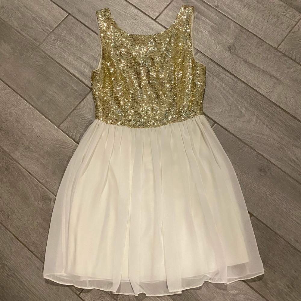 Gold and white party dress